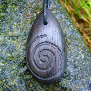 Irish bog oak Spiral pendant