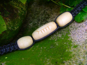 Willow leaf and ogham bead wristband